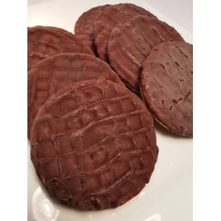 Biscuits nappés au chocolat noir.